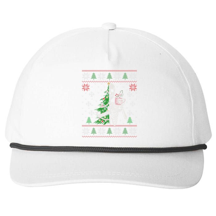 Christmas Vibes Xmas Skeleton Sorta Merry Sorta Scary Gothic Snapback Five-Panel Rope Hat