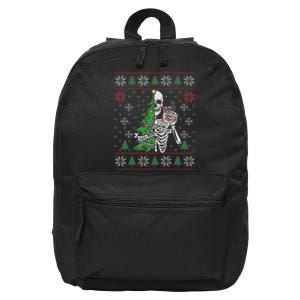 Christmas Vibes Xmas Skeleton Sorta Merry Sorta Scary Gothic 16 in Basic Backpack