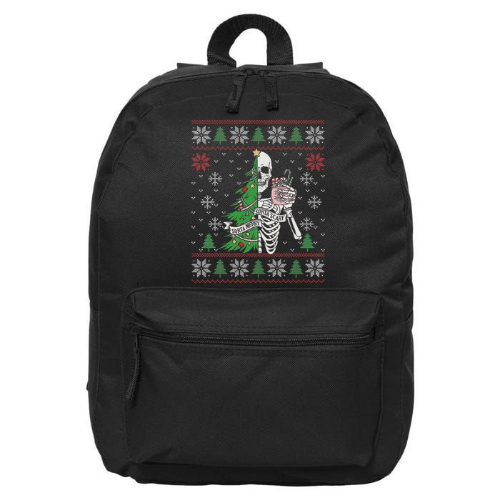 Christmas Vibes Xmas Skeleton Sorta Merry Sorta Scary Gothic 16 in Basic Backpack