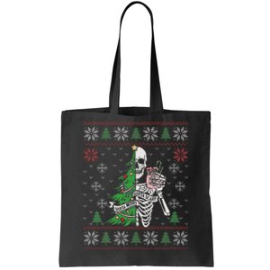 Christmas Vibes Xmas Skeleton Sorta Merry Sorta Scary Gothic Tote Bag