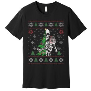 Christmas Vibes Xmas Skeleton Sorta Merry Sorta Scary Gothic Premium T-Shirt