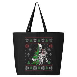 Christmas Vibes Xmas Skeleton Sorta Merry Sorta Scary Gothic 25L Jumbo Tote