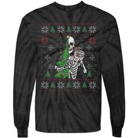 Christmas Vibes Xmas Skeleton Sorta Merry Sorta Scary Gothic Tie-Dye Long Sleeve Shirt