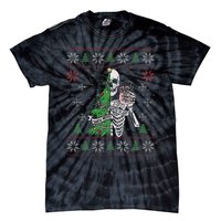 Christmas Vibes Xmas Skeleton Sorta Merry Sorta Scary Gothic Tie-Dye T-Shirt