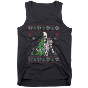 Christmas Vibes Xmas Skeleton Sorta Merry Sorta Scary Gothic Tank Top