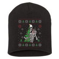 Christmas Vibes Xmas Skeleton Sorta Merry Sorta Scary Gothic Short Acrylic Beanie