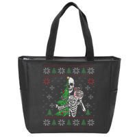 Christmas Vibes Xmas Skeleton Sorta Merry Sorta Scary Gothic Zip Tote Bag