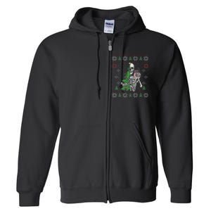 Christmas Vibes Xmas Skeleton Sorta Merry Sorta Scary Gothic Full Zip Hoodie