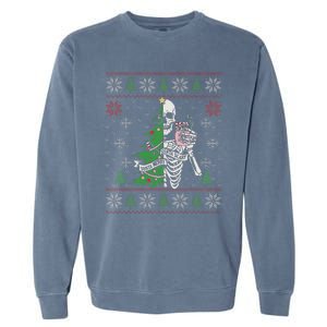 Christmas Vibes Xmas Skeleton Sorta Merry Sorta Scary Gothic Garment-Dyed Sweatshirt