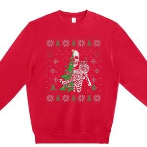 Christmas Vibes Xmas Skeleton Sorta Merry Sorta Scary Gothic Premium Crewneck Sweatshirt