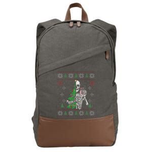 Christmas Vibes Xmas Skeleton Sorta Merry Sorta Scary Gothic Cotton Canvas Backpack