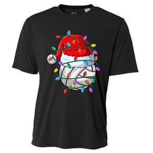 Christmas Volleyball Xmas Santa Sports Hat Ball Cooling Performance Crew T-Shirt