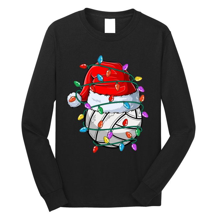 Christmas Volleyball Xmas Santa Sports Hat Ball Long Sleeve Shirt