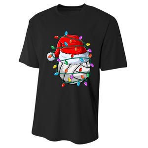 Christmas Volleyball Xmas Santa Sports Hat Ball Performance Sprint T-Shirt