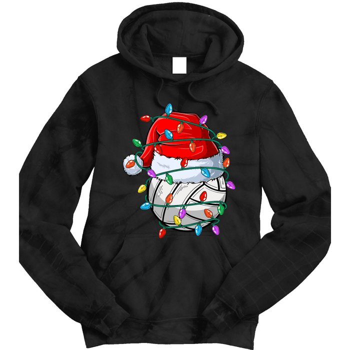 Christmas Volleyball Xmas Santa Sports Hat Ball Tie Dye Hoodie