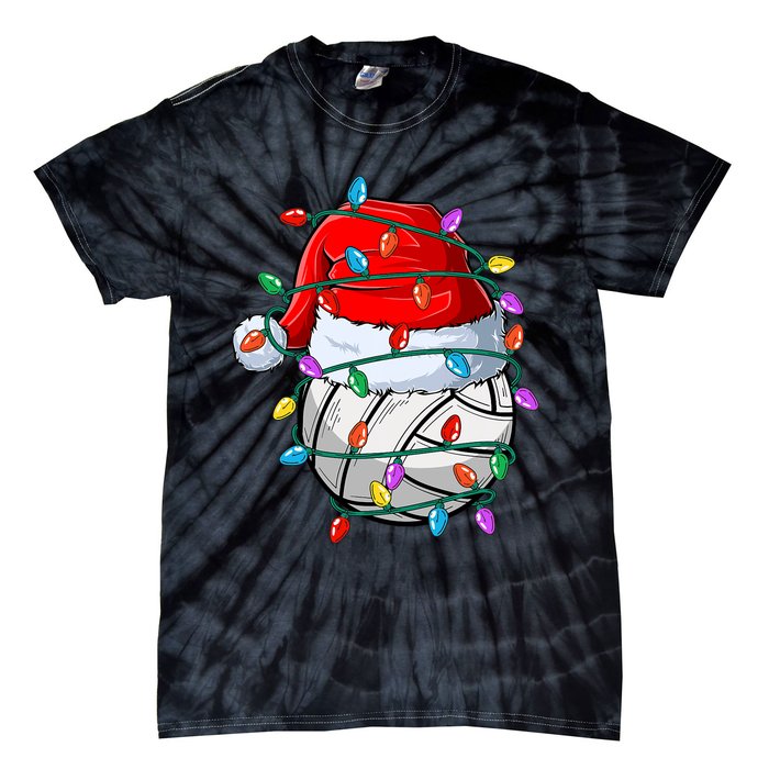 Christmas Volleyball Xmas Santa Sports Hat Ball Tie-Dye T-Shirt