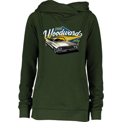 Cruisin Woodward 1962 Cadillac Coupe 2024 Womens Funnel Neck Pullover Hood