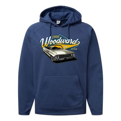 Cruisin Woodward 1962 Cadillac Coupe 2024 Performance Fleece Hoodie