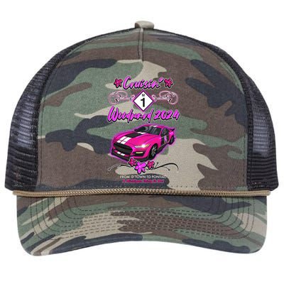 Cruisin Woodward 2024 From Dtown To Pontiac Pink Ribbon Breast Cancer Awareness Retro Rope Trucker Hat Cap