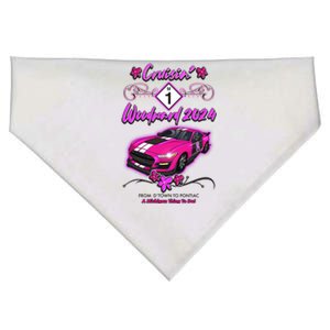 Cruisin Woodward 2024 From Dtown To Pontiac Pink Ribbon Breast Cancer Awareness USA-Made Doggie Bandana