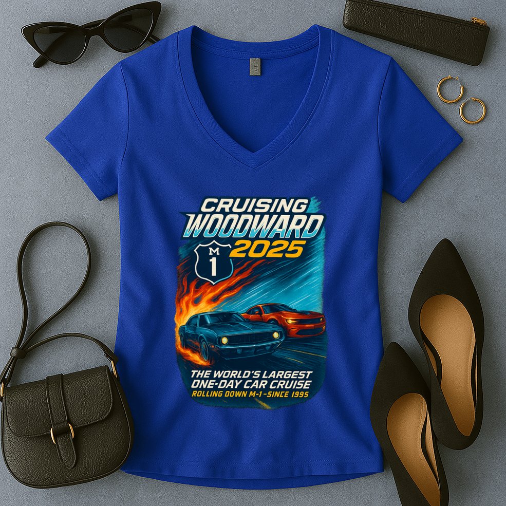 Cruising Woodward 2025 Women's V-Neck T-Shirt
