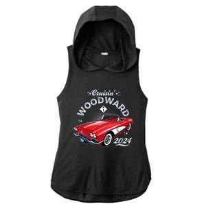 Cruisin Woodward 2024 1961 Chevrolet Corvette Ladies PosiCharge Tri-Blend Wicking Draft Hoodie Tank