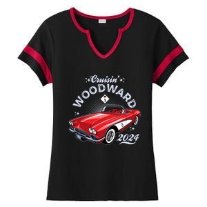 Cruisin Woodward 2024 1961 Chevrolet Corvette Ladies Halftime Notch Neck Tee