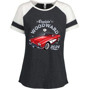 Cruisin Woodward 2024 1961 Chevrolet Corvette Enza Ladies Jersey Colorblock Tee