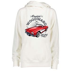 Cruisin Woodward 2024 1961 Chevrolet Corvette Womens Funnel Neck Pullover Hood