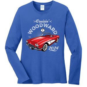 Cruisin Woodward 2024 1961 Chevrolet Corvette Ladies Long Sleeve Shirt