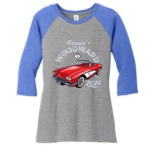 Cruisin Woodward 2024 1961 Chevrolet Corvette Women's Tri-Blend 3/4-Sleeve Raglan Shirt