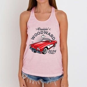 Cruisin Woodward 2024 1961 Chevrolet Corvette Women's Knotted Racerback Tank