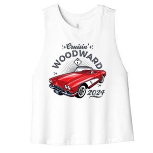 Cruisin Woodward 2024 1961 Chevrolet Corvette Women's Racerback Cropped Tank