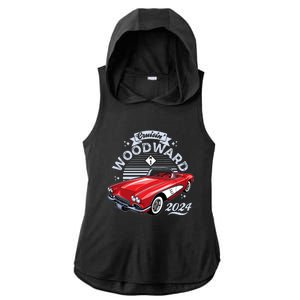 Cruisin Woodward 2024 1961 Chevrolet Corvette Ladies PosiCharge Tri-Blend Wicking Draft Hoodie Tank