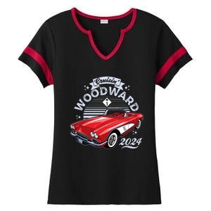 Cruisin Woodward 2024 1961 Chevrolet Corvette Ladies Halftime Notch Neck Tee