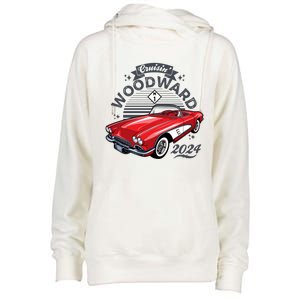 Cruisin Woodward 2024 1961 Chevrolet Corvette Womens Funnel Neck Pullover Hood