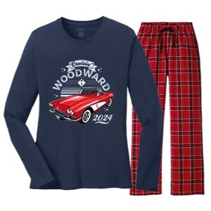 Cruisin Woodward 2024 1961 Chevrolet Corvette Women's Long Sleeve Flannel Pajama Set 