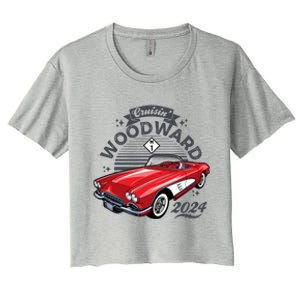 Cruisin Woodward 2024 1961 Chevrolet Corvette Women's Crop Top Tee