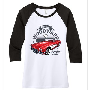 Cruisin Woodward 2024 1961 Chevrolet Corvette Women's Tri-Blend 3/4-Sleeve Raglan Shirt