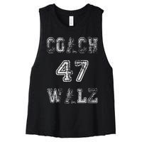 Coach Waltz 47 Harris Waltz 2024 Coach Walz Harris Walz 2024 Women's Racerback Cropped Tank