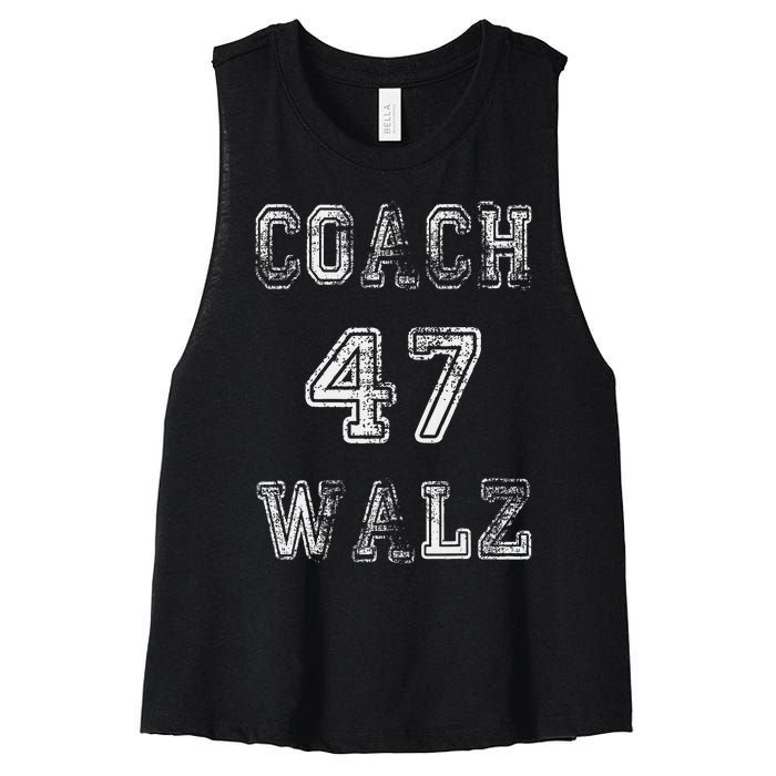 Coach Waltz 47 Harris Waltz 2024 Coach Walz Harris Walz 2024 Women's Racerback Cropped Tank