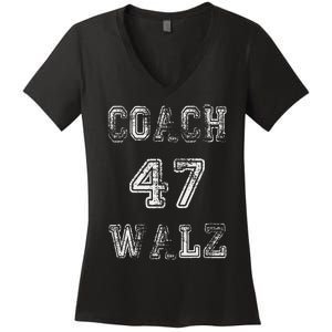 Coach Waltz 47 Harris Waltz 2024 Coach Walz Harris Walz 2024 Women's V-Neck T-Shirt