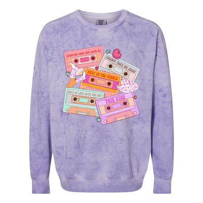 Cassettes Western 90s Country Music Valentine Colorblast Crewneck Sweatshirt