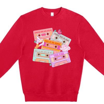 Cassettes Western 90s Country Music Valentine Premium Crewneck Sweatshirt