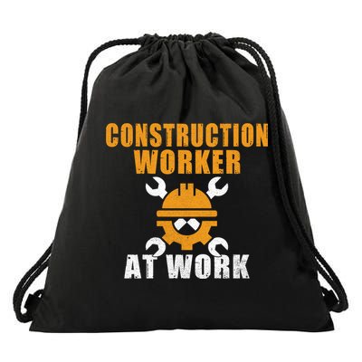 Construction Worker At Work Construction Worker Meaningful Gift Drawstring Bag