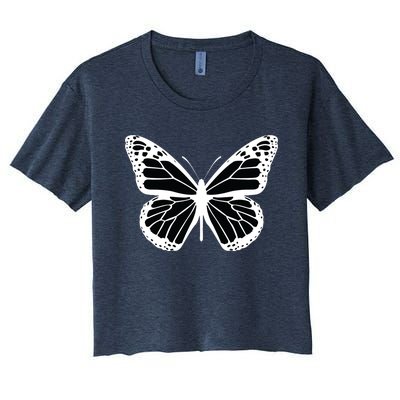 Cute White And Black Butterfly Women's Crop Top Tee