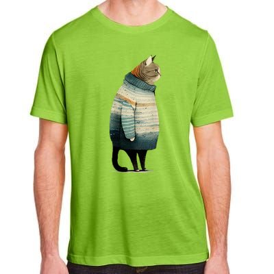 Cat Wearing A Sweater Funny Pet Fat Gray Cat In Sweater Adult ChromaSoft Performance T-Shirt