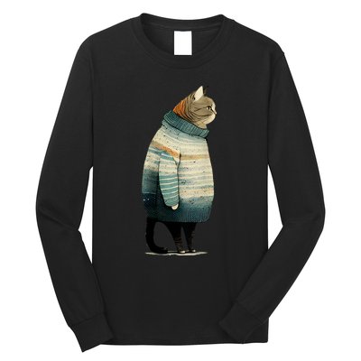 Cat Wearing A Sweater Funny Pet Fat Gray Cat In Sweater Long Sleeve Shirt