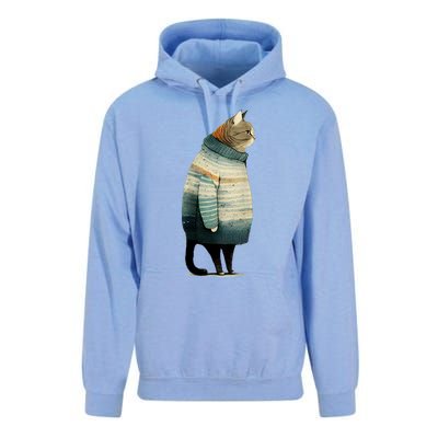 Cat Wearing A Sweater Funny Pet Fat Gray Cat In Sweater Unisex Surf Hoodie