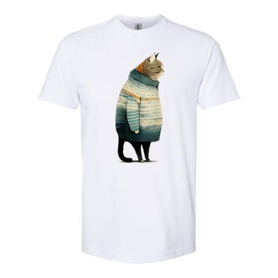 Cat Wearing A Sweater Funny Pet Fat Gray Cat In Sweater Softstyle® CVC T-Shirt